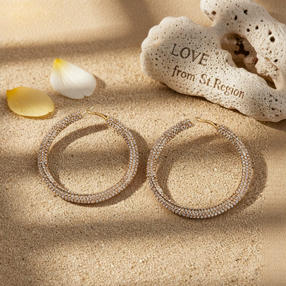 Champagne Cubic Zirconia & 18K Gold-Plated Hoop Earrings