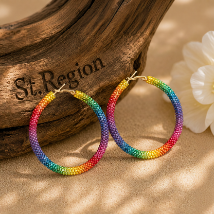 Rainbow Cubic Zirconia & 18K Gold-Plated Hoop Earrings