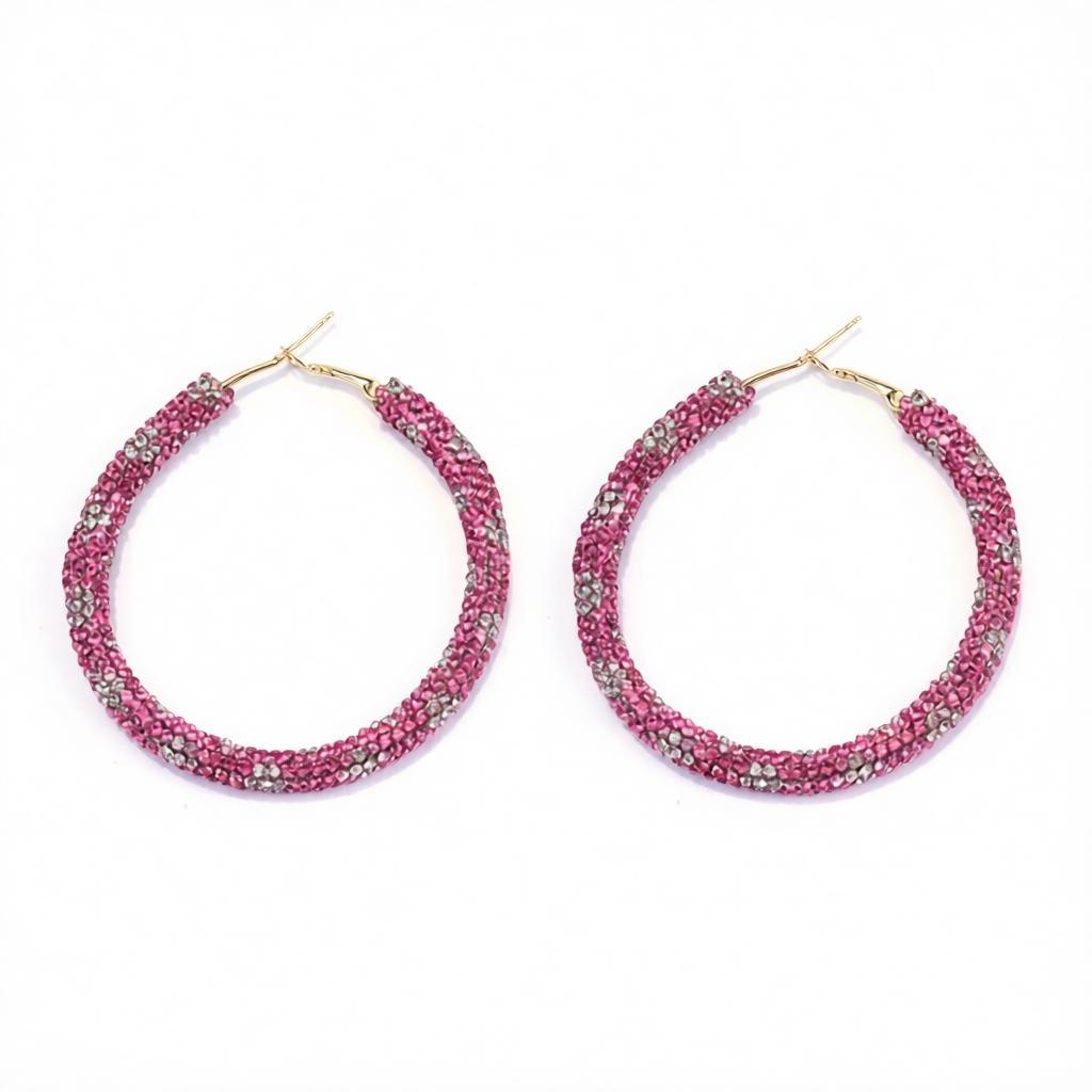 Rose Cubic Zirconia and 18K Gold-Plated Hoop Earrings, gold hoop earrings for women, everyday style, side view