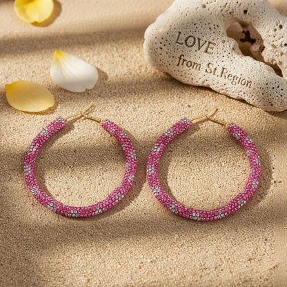 Rose Cubic Zirconia and 18K Gold-Plated Hoop Earrings, gold hoop earrings for women, everyday style, lifestyle look