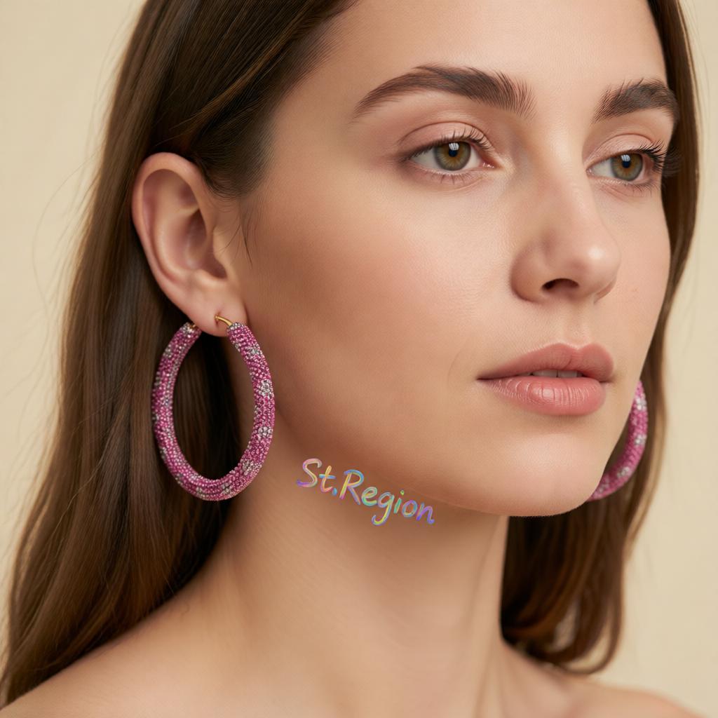 Rose Cubic Zirconia and 18K Gold-Plated Hoop Earrings, gold hoop earrings for women, everyday style, styled look