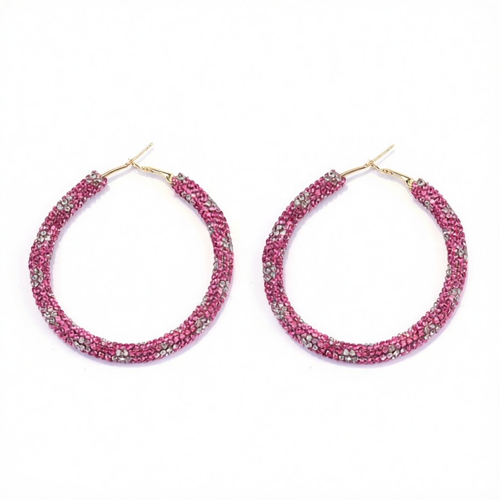 Rose Cubic Zirconia & 18K Gold-Plated Hoop Earrings