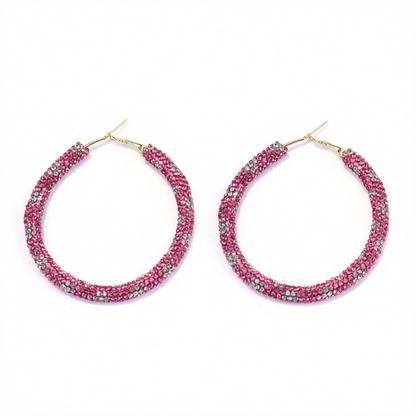 Rose Cubic Zirconia & 18K Gold-Plated Hoop Earrings