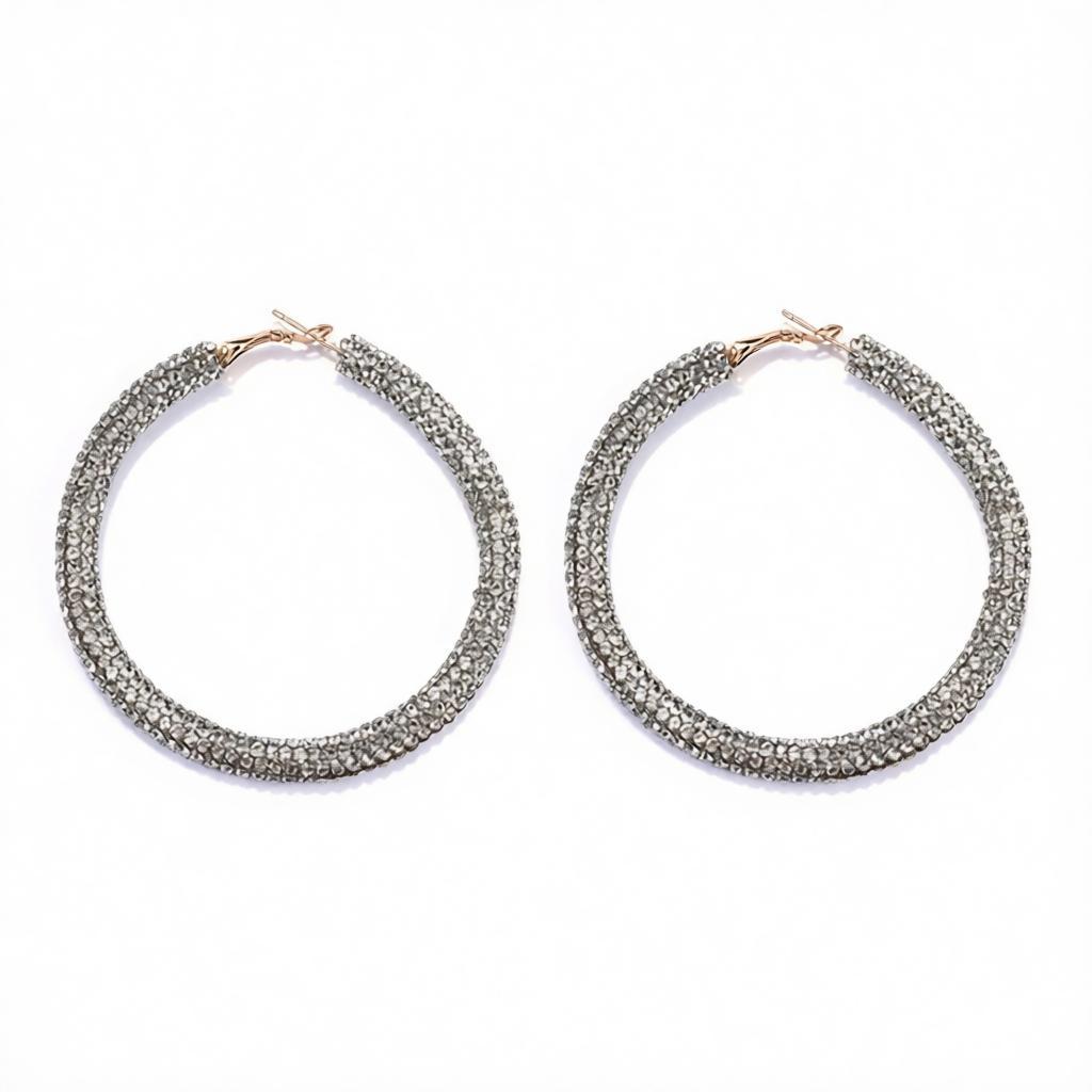 Clear Cubic Zirconia and 18K Gold-Plated Hoop Earrings, gold hoop earrings for women, vintage-inspired design, side view