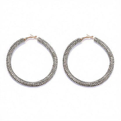 Clear Cubic Zirconia and 18K Gold-Plated Hoop Earrings, gold hoop earrings for women, vintage-inspired design, side view
