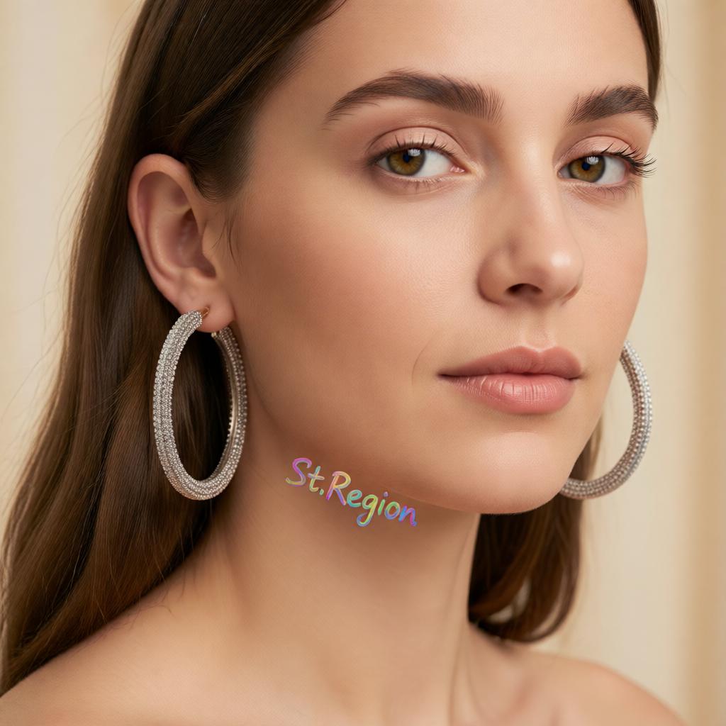 Clear Cubic Zirconia and 18K Gold-Plated Hoop Earrings, gold hoop earrings for women, vintage-inspired design, styled look