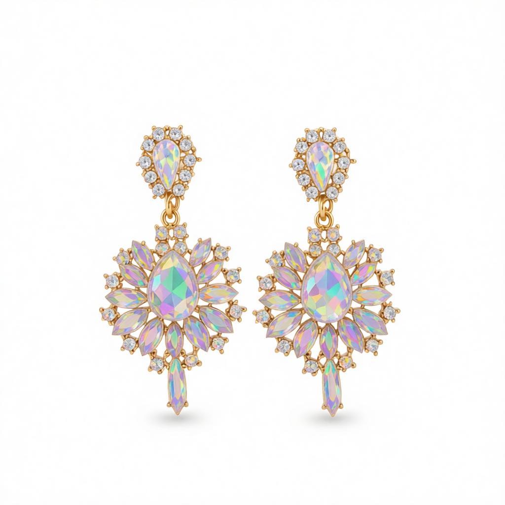 Crystal and Cubic Zirconia Teardrop Earrings, drop earrings for women, everyday style, side view