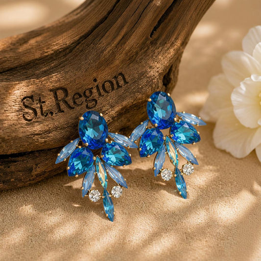 Blue Crystal & Cubic Zirconia Drop Earrings