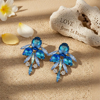 Blue Crystal and Cubic Zirconia Drop Earrings, drop earrings for women, vintage-inspired design, lifestyle look