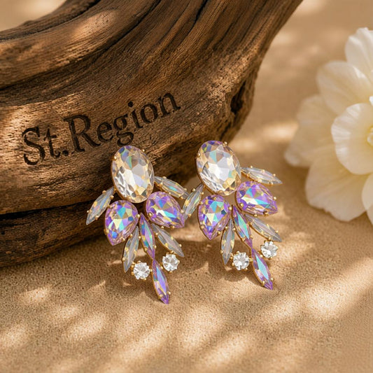 Champagne Crystal & Cubic Zirconia Drop Earrings