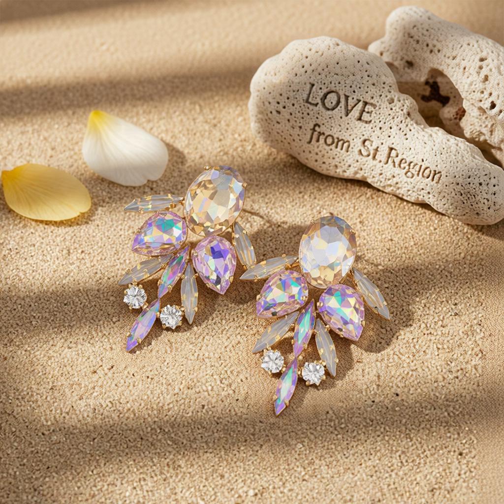 Champagne Crystal and Cubic Zirconia Drop Earrings, drop earrings for women, everyday style, lifestyle look