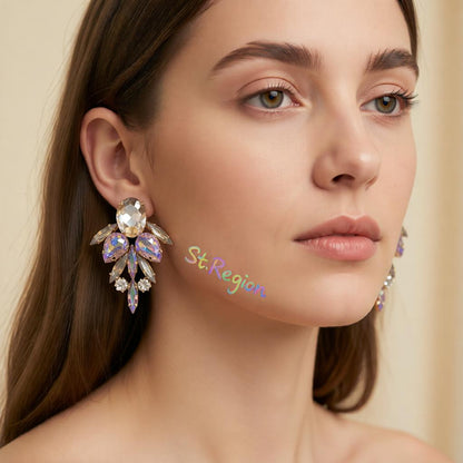 Champagne Crystal and Cubic Zirconia Drop Earrings, drop earrings for women, everyday style, styled look