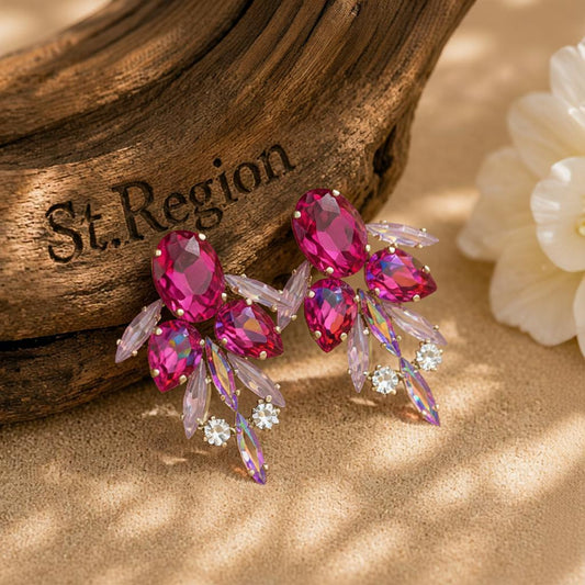 Red Crystal & Cubic Zirconia Drop Earrings