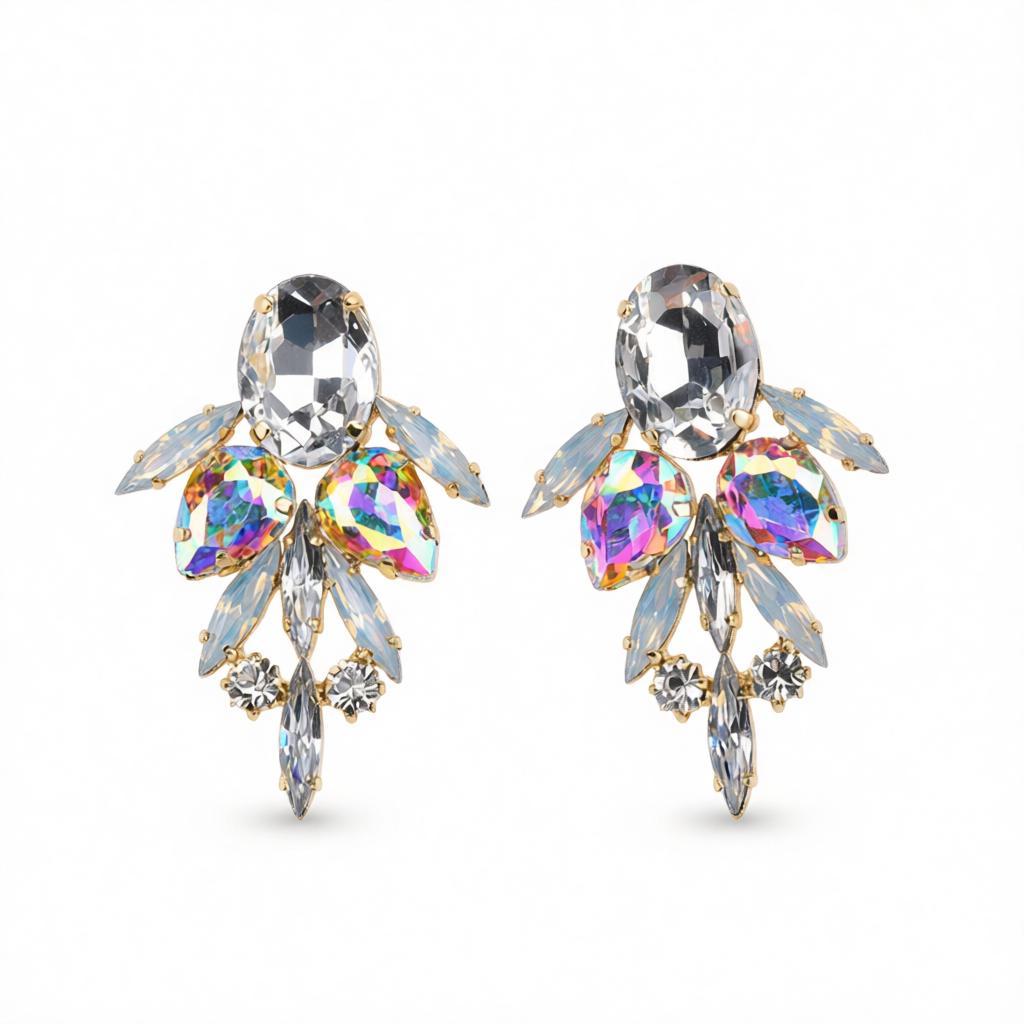 Crystal and Cubic Zirconia Drop Earrings, drop earrings for women, vintage-inspired design, side view