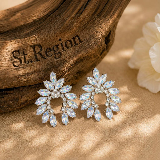 Crystal & Cubic Zirconia Curved Stud Earrings