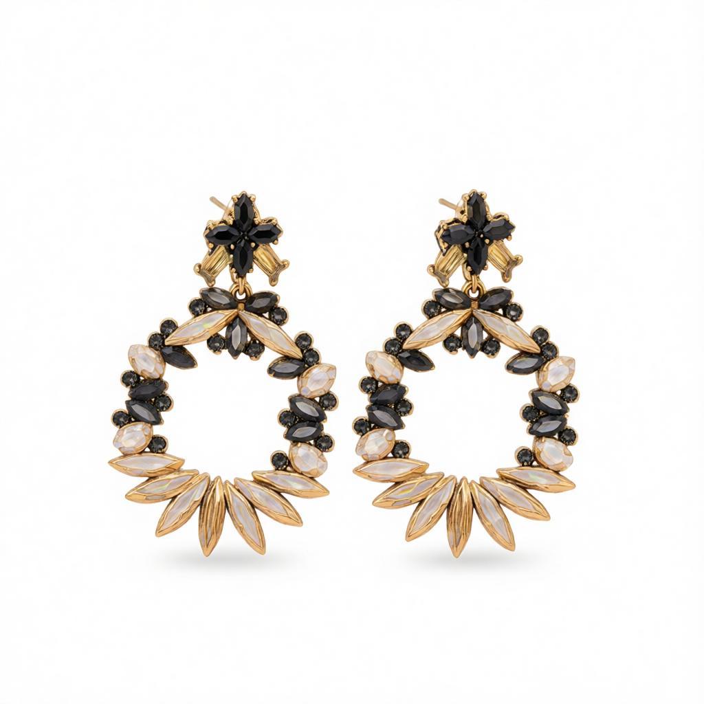 Rainbow Crystal and Cubic Zirconia Wreath Drop Earrings, drop earrings for women, dainty minimalist design, side view