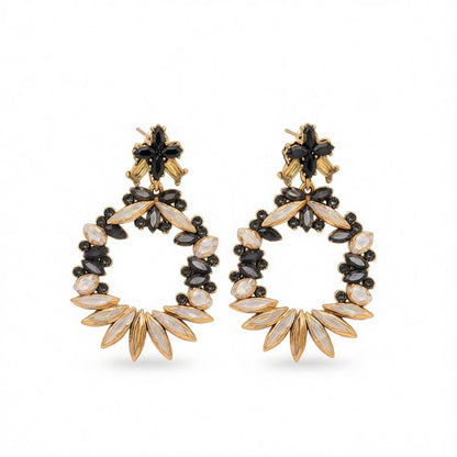 Rainbow Crystal and Cubic Zirconia Wreath Drop Earrings, drop earrings for women, dainty minimalist design, side view