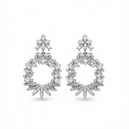 Crystal and Cubic Zirconia Wreath Drop Earrings, drop earrings for women, elegant gift for her, side view