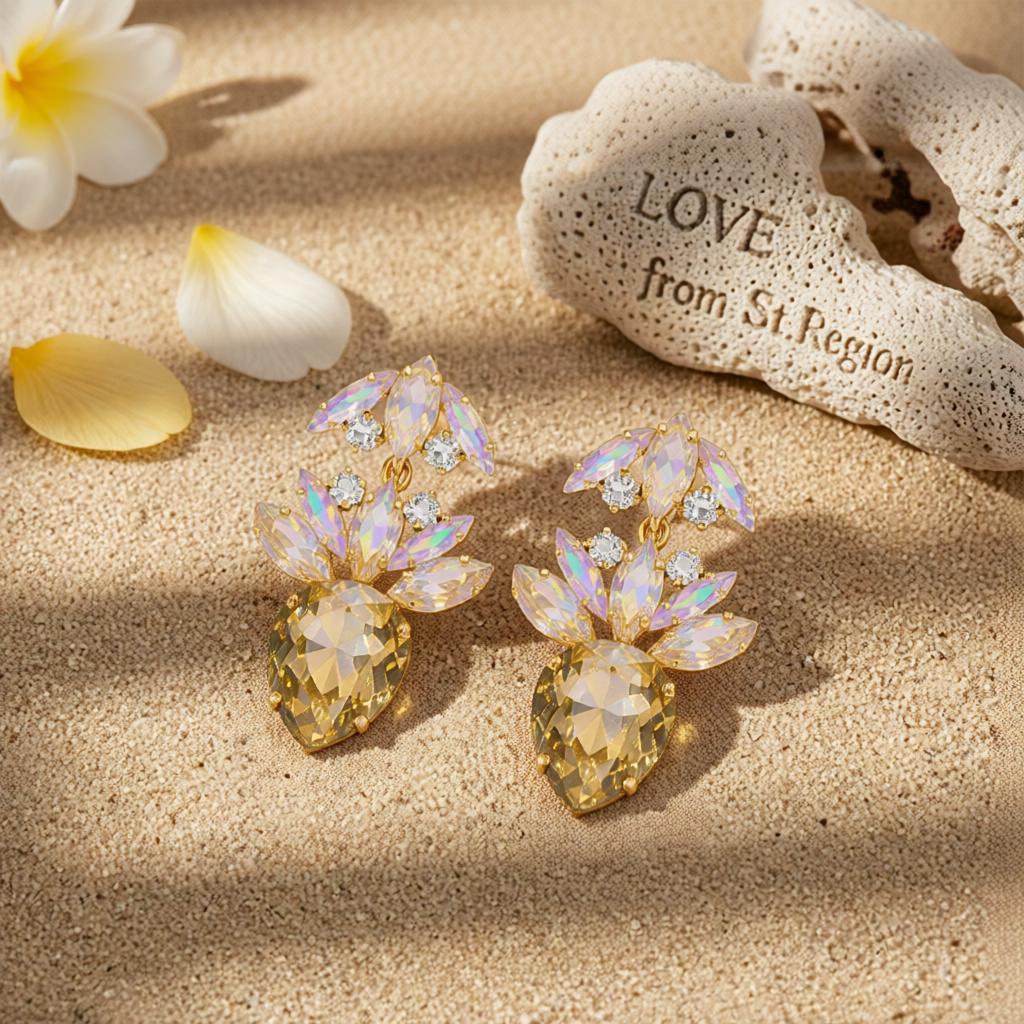 Champagne Crystal and Cubic Zirconia Wreath Drop Earrings, drop earrings for women, botanical inspired, lifestyle look