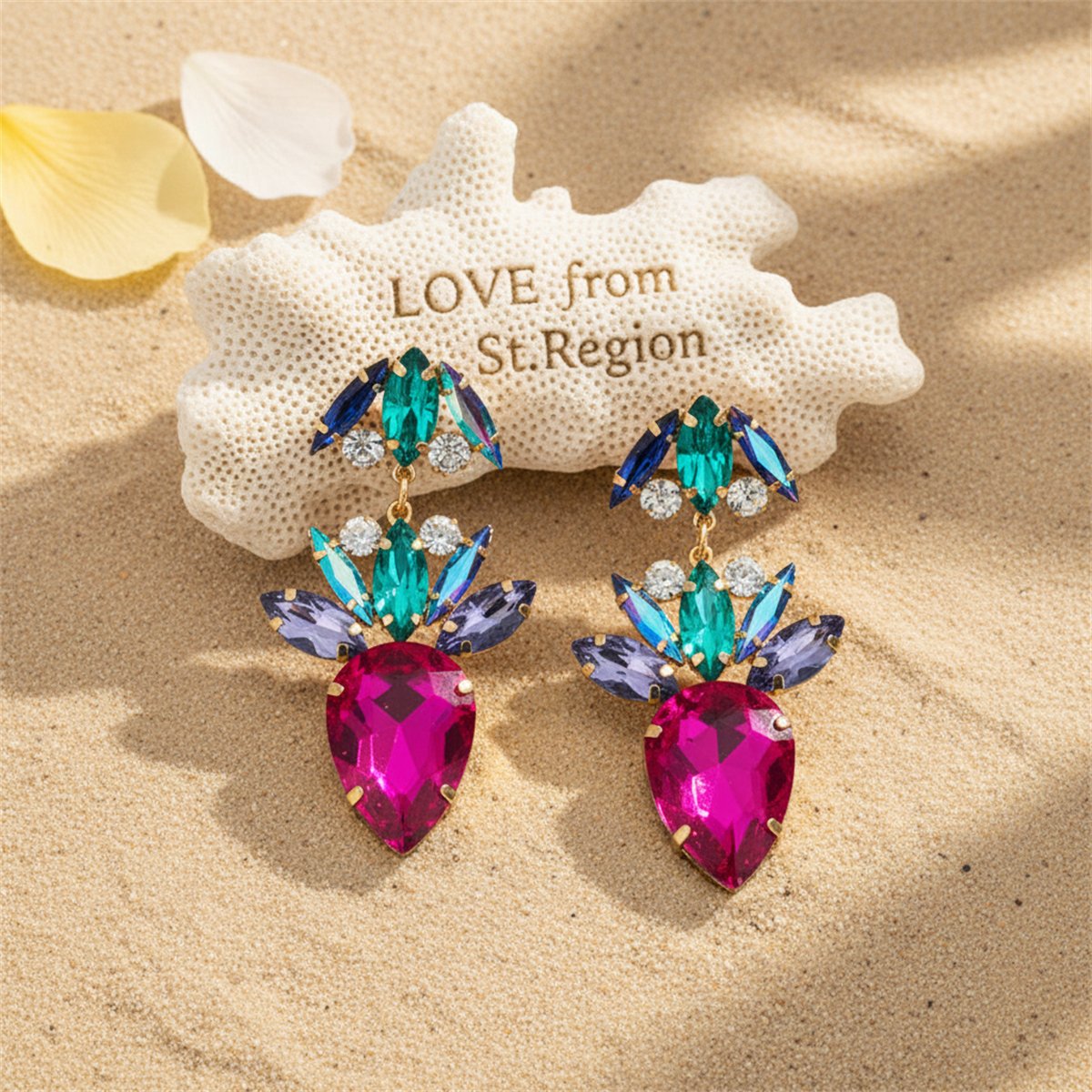 Rose Crystal and Cubic Zirconia Double Drop Earrings, drop earrings for women, everyday style, lifestyle look