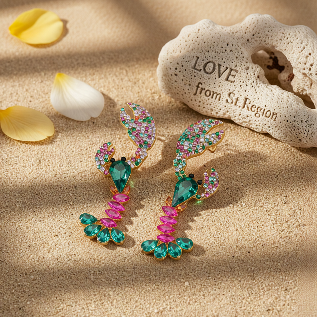 Green Crystal & Cubic Zirconia Lobster Drop Earrings