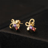 Cubic Zirconia & 18k Gold-Plated Bow Stud Earrings