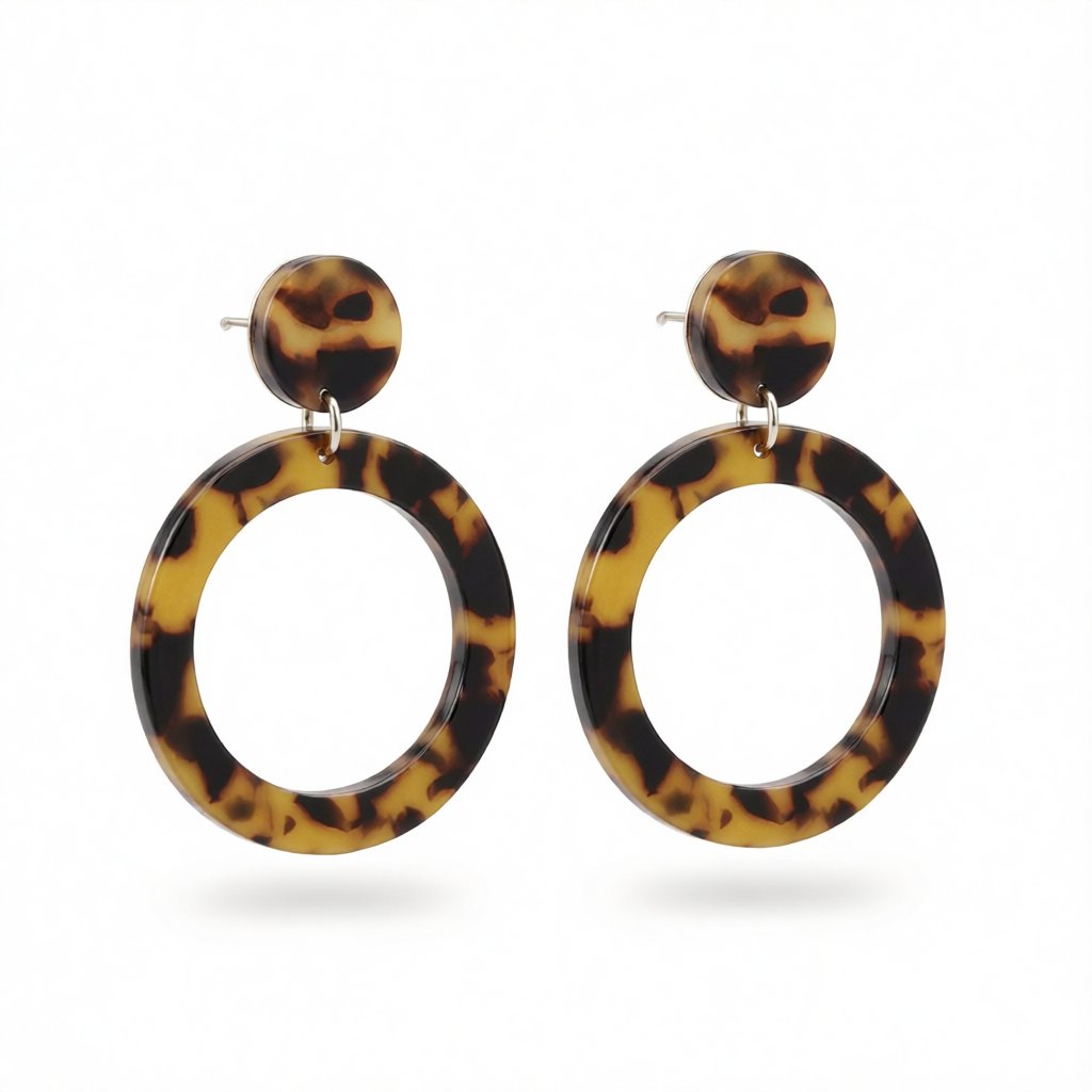 Tortoise Open Circle Drop Earrings