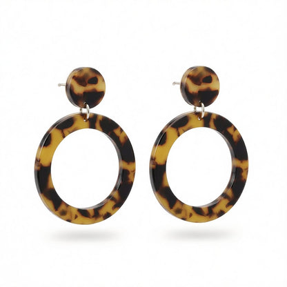 Tortoise Open Circle Drop Earrings