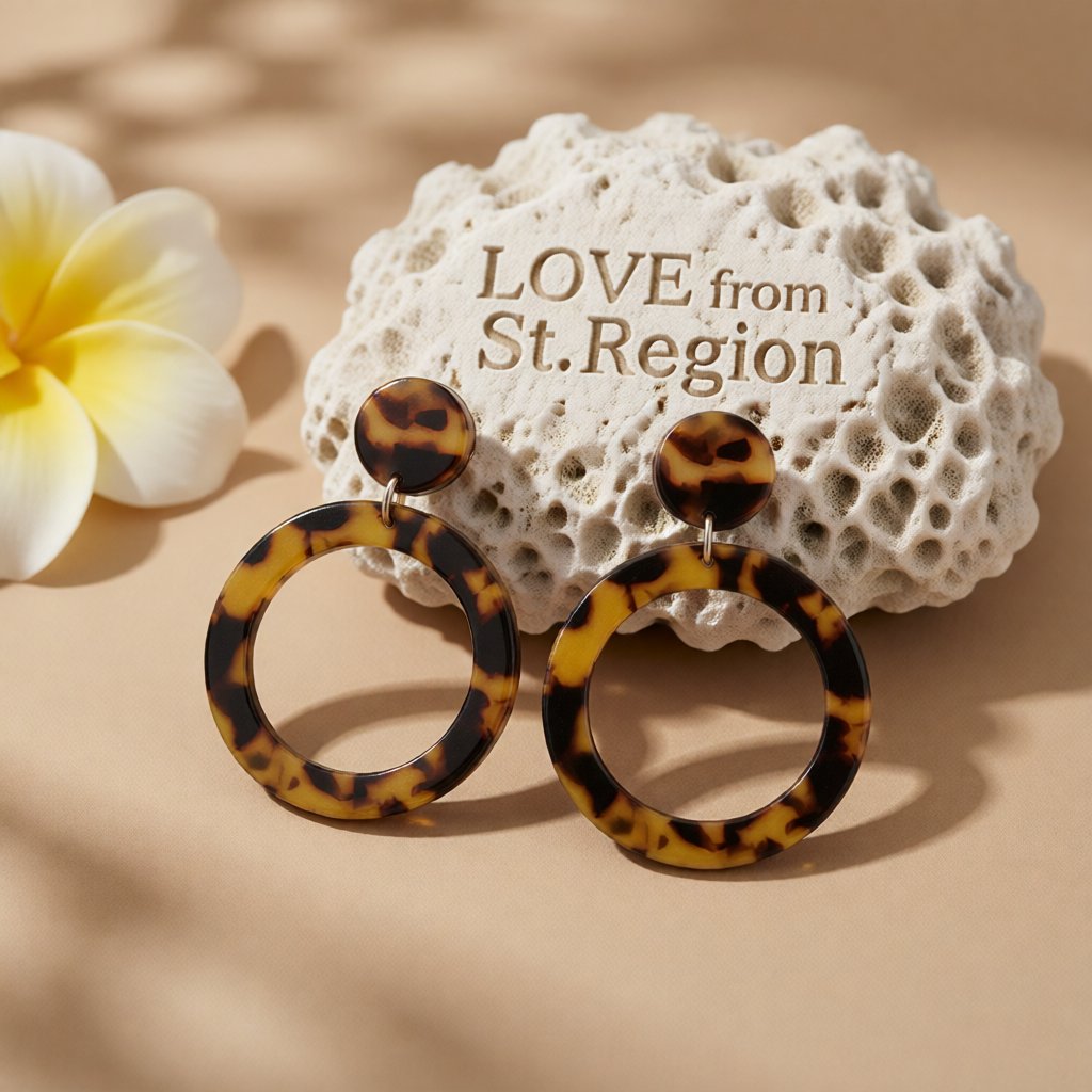 Tortoise Open Circle Drop Earrings