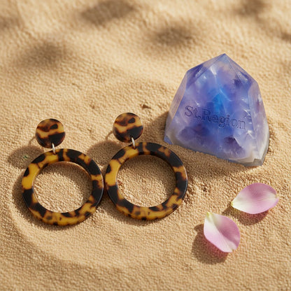 Tortoise Open Circle Drop Earrings