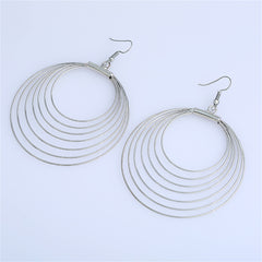 Silver-Plated Layered Hoop Drop Earring