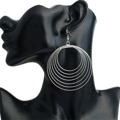 Silver-Plated Layered Hoop Drop Earring