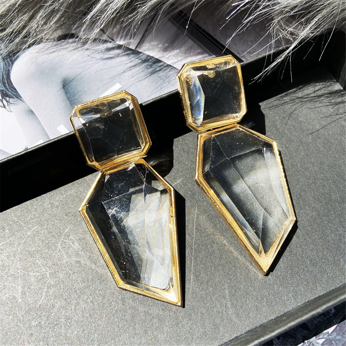 18K Gold-Plated & Acrylic Statement Drop Earring