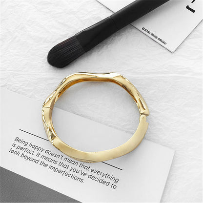 18K Gold-Plated Wave Hinge Bangle, gold bangle bracelet, everyday style, side view