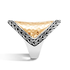 Golden Enamel & Silver-Plated Oil Drop Ring