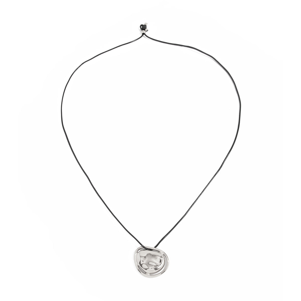 Polyster and Silvertone Open Hat Pendant Necklace, everyday style, front view