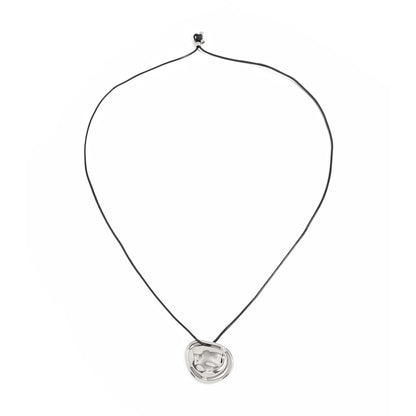 Polyster and Silvertone Open Hat Pendant Necklace, everyday style, front view