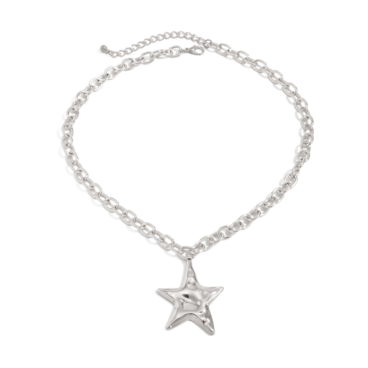 Silvertone Hammered Heart Pendant Necklace, dainty minimalist design, front view