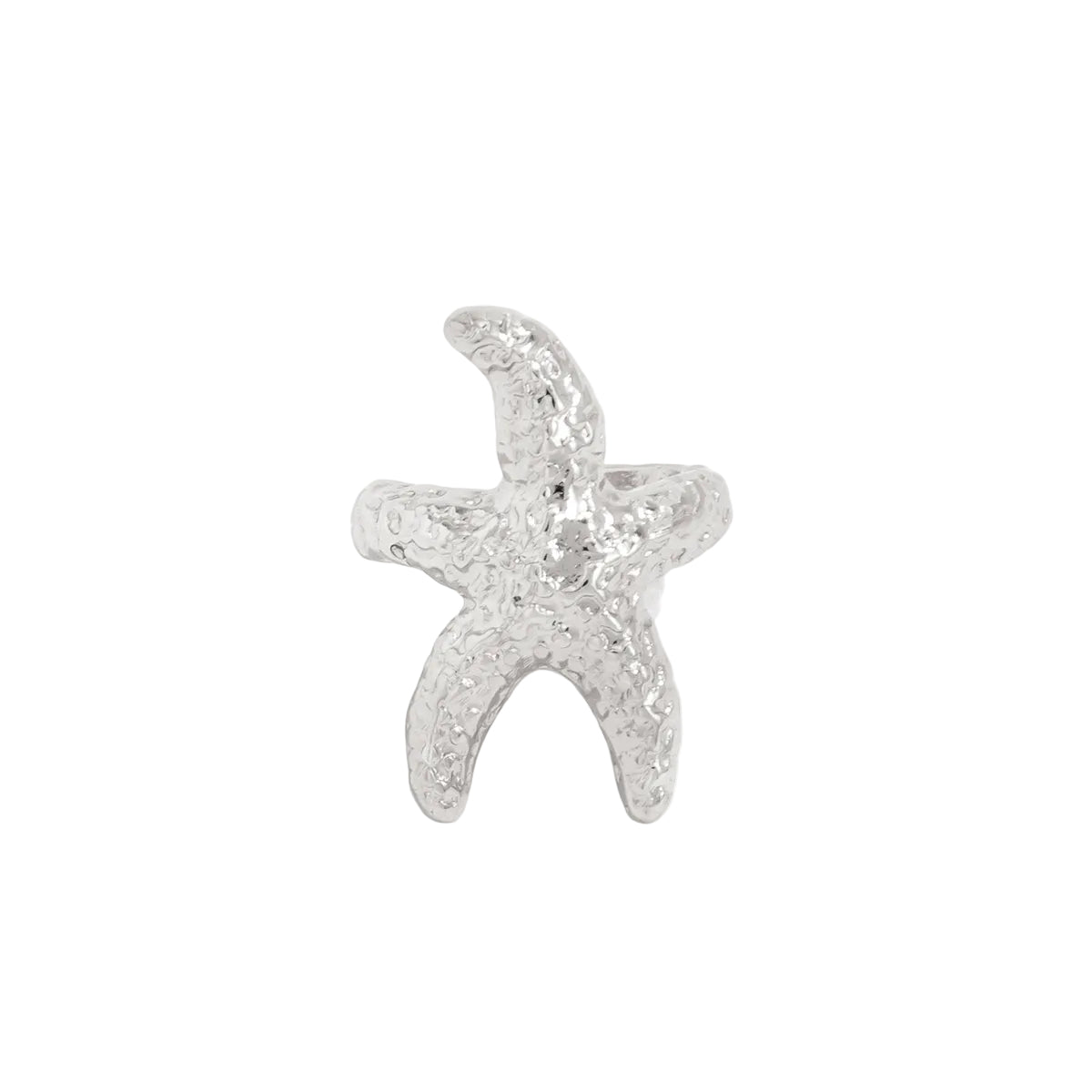 Silvertone Textured Starfish Ear Cuff