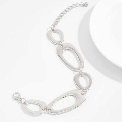 Silvertone Open Drop Chain Bracelet, vintage-inspired design, side view