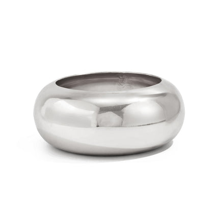 Silvertone Thick Bangle Bracelet, silver bangle bracelet, botanical inspired, front view