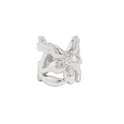 Silvertone Open Flower Ear Cuff