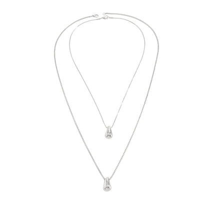 Silvertone Drop Pendant Necklace Set