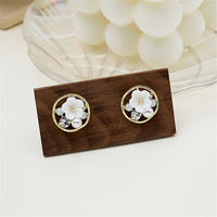 Cubic Zirconia & Pearl Flower Stud Earrings