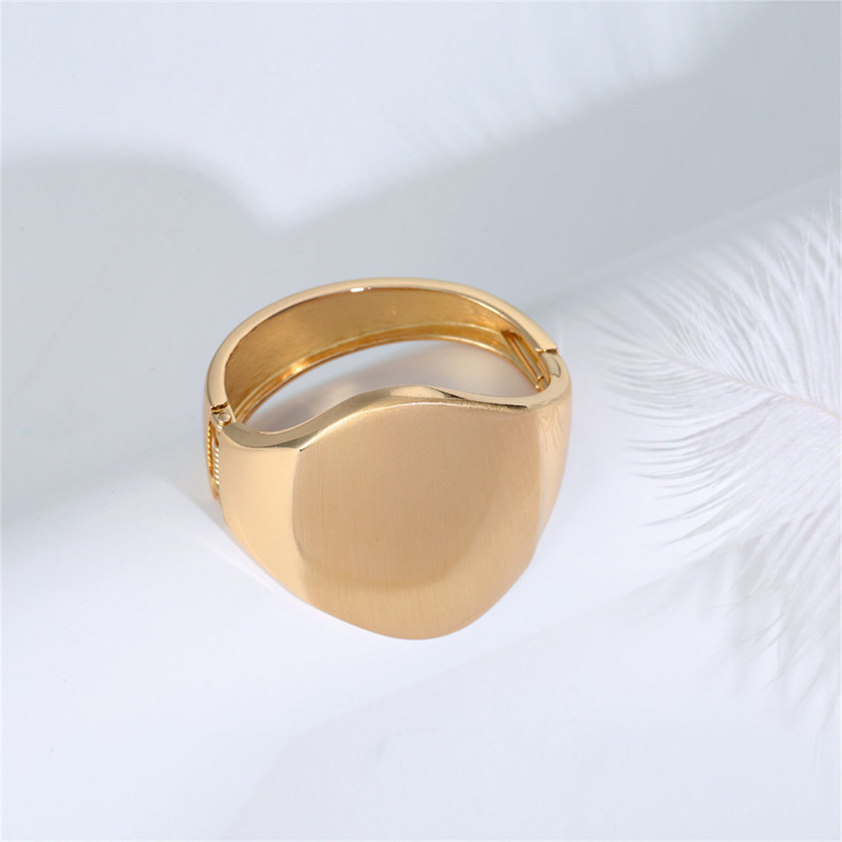 18K Gold-Plated Oval Face Hinge Bangle, gold bangle bracelet, elegant gift for her, detail close-up