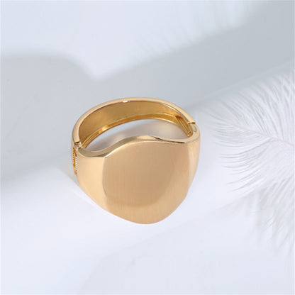 18K Gold-Plated Oval Face Hinge Bangle, gold bangle bracelet, elegant gift for her, detail close-up