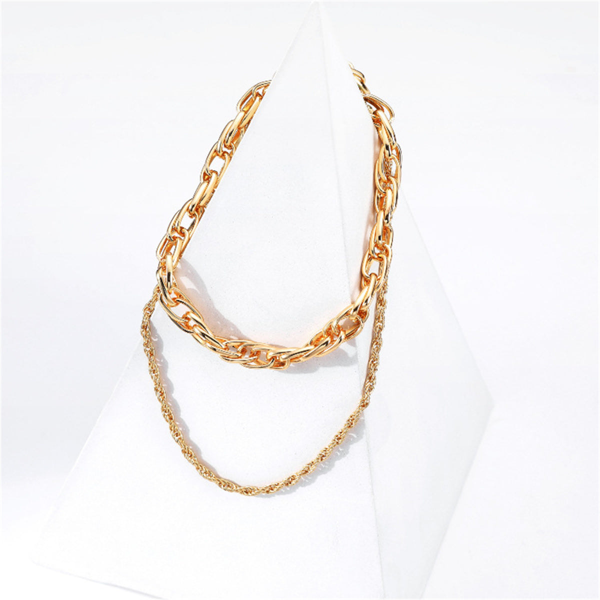 18K Gold-Plated Cable & Twine Chain Layered Necklace
