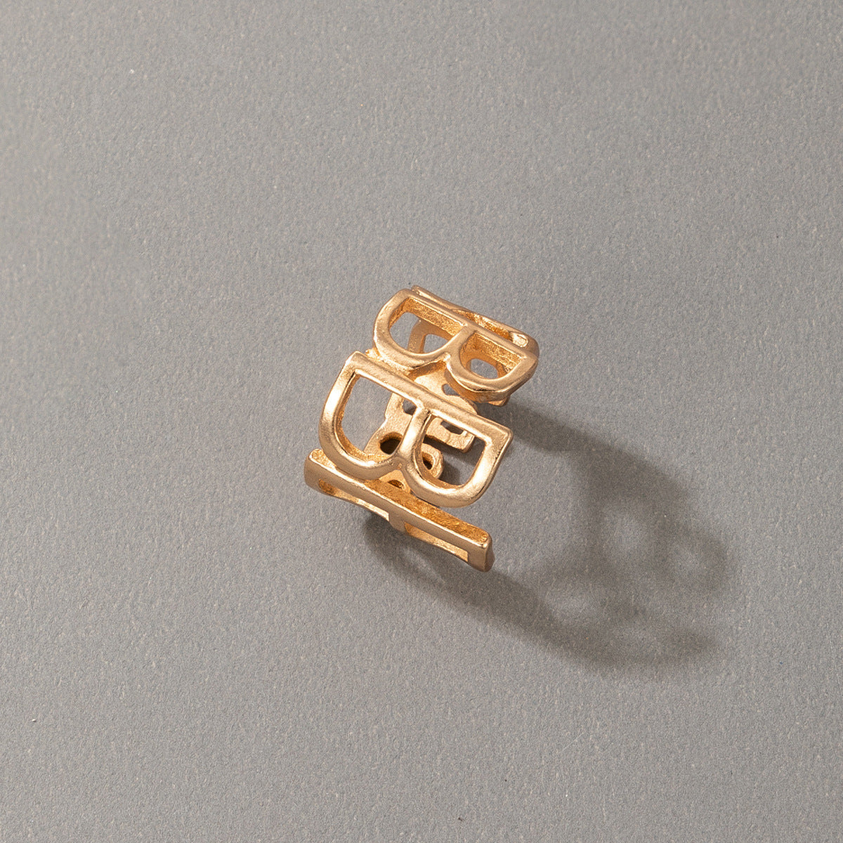 18K Gold-Plated 'B' Openwork Adjustable Ring