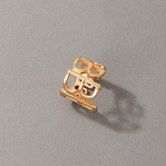 18K Gold-Plated 'B' Openwork Adjustable Ring