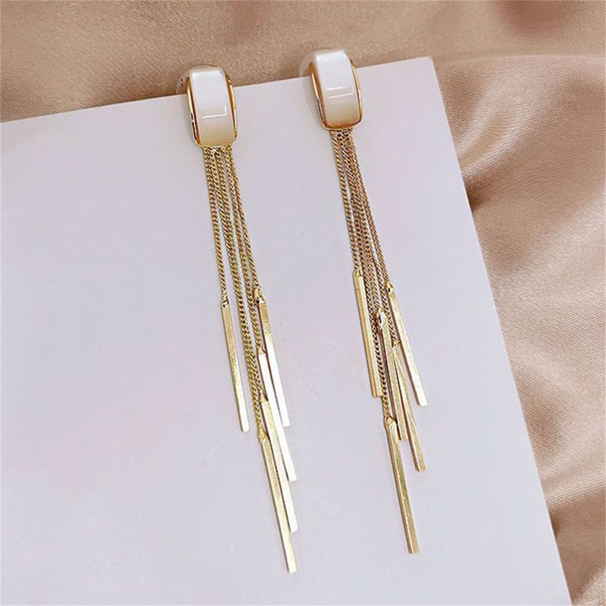 Cat's Eye & 18K Gold-Plated Tassel Drop Earrings
